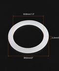 Silicone Gasket Seal For 1 Cup Coffee Maker Replacement Ring 38x50x2.2mm shown in white color with measurements