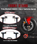 Front And Rear Motorcycle Stands 850lbs Combo Lift With Four Adapters Universal Paddock Stands wheel lift demonstration