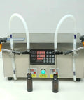 Heavy Duty Liquid Bottle Filler Machine With Digital Control And Dual Nozzles Delivers Effortless Drip Free Pours With No Sweat Featuring Reliable Foot Pedal System For Projects Up To 12 Liters with dual nozzles and control panel.