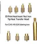 Brass Heat Set Insert Tool Kit With Adapter For Soldering Irons And 3D Printing M2 To M8 Knurled Threaded Nuts Set Fits HS-02A
