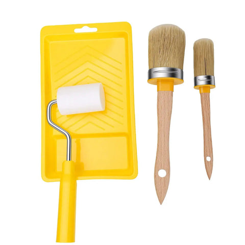 Sweet Kick Ass DIY Painting Set Includes Two Precision Round Brushes And Two Mini Foam Rollers With Metal Frame Tray Liner.