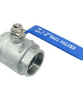 2 Inch NPT Female Full Port Ball Valve With 316 Stainless Steel Body And Vinyl Handle Beefy Built Tough For Real World Use Low Torque Operation Serviceable Threads PTFE Seals For Maximum Corrosion Resistance WOG 1000 Two Pack