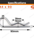 6 Pcs M4 X 90 Heavy Duty 304 Stainless Steel Cotter Pins And R Clips With Strong Spring Tension For Trailers Tractors Mower Carts And Outdoor Machinery Rust Resistant Hair Pins