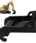 X Change Coupler Bracket for Bobcat Quick Attach Excavator Bucket Mount, heavy-duty black steel, shown with excavator