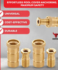 Beefy Heavy Duty Brass Pool Cover Anchors For Concrete And Paver Decks Universal Size Fits Three Quarter Inch Hole