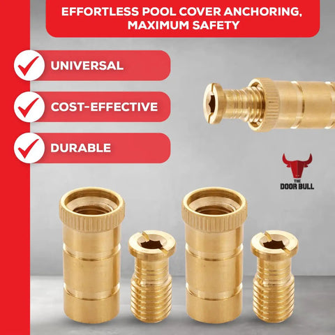 Beefy Heavy Duty Brass Pool Cover Anchors For Concrete And Paver Decks Universal Size Fits Three Quarter Inch Hole