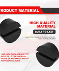 2 Pack Rubber Floor Jack Pad Kit For Universal Car Lifts And Jack Stands Heavy Duty Slotted Frame Rail Pinch Weld Protection Anti Slip Thick Rubber Pads Sized 2.8 Inch Diameter And 1.3 Inch Tall, showing high-quality material description.