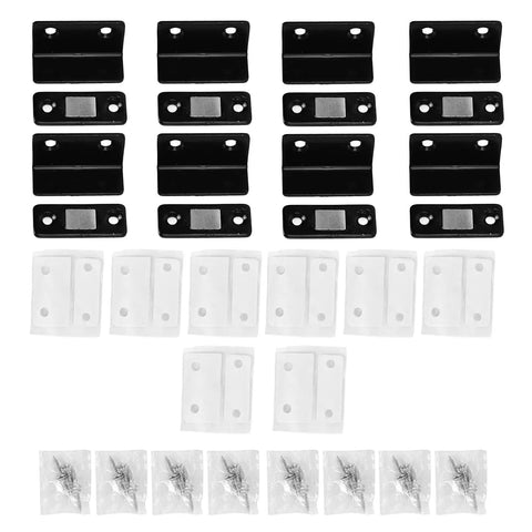 Cabinet Door Magnetic Catch With Suction Stop No Drill Easy Install L Shaped Steel Magnet set in black with screws