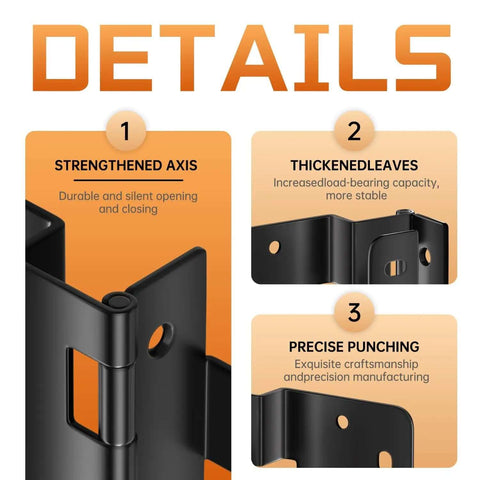 Close-up view of Six Pack Five Knuckle Door Hinges For Three Quarter Inch Thick Doors, showing strengthened axis, thickened leaves, precise punching details.