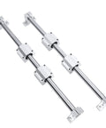 8x200mm Linear Rail Shaft Kit 2Pcs With 4 Guide Supports And 4 SC8UU Ball Bearing Slides For Smooth Precise Optical Axis Motion Ideal For CNC Machines 3D Printers And DIY Linear Motion Projects, displayed with two shafts and supports.