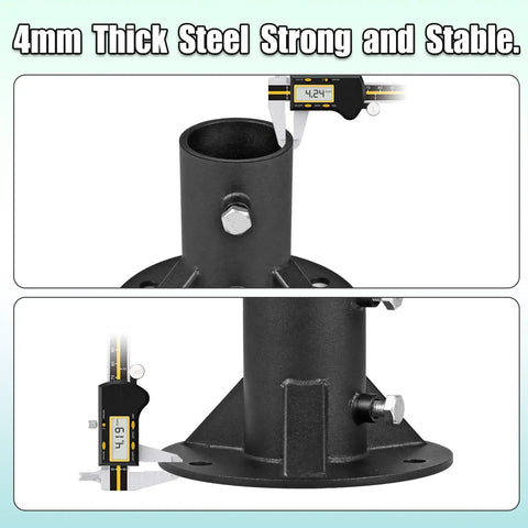 4mm thick steel 2 Inch Floor Flange Chain Link Fence Post Bracket Beefy Heavy Duty Steel Base For Round Posts