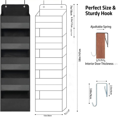 Seven Tier Over Door Hanging Storage Rack With Plentiful Mesh Side Pockets For Closets And Baths Heavy Duty Reinforced specifications