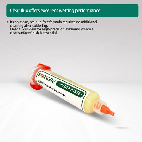 No Clean Solder Flux Paste 10G For Electronics Repair High Activity Rosin Formula That Eats Oxide Push Style Flow For Smoother Solder Low Residue Great For BGA And SMD PCB Work, product tube on white background