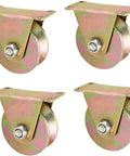 Rock Solid V Groove Caster Wheel Built Heavy To Glide Smooth On Barn Door Tracks Or Industrial Carts Featuring Rust Resistant 45 Steel Rollers, showing a set of four heavy-duty V-groove wheels.