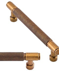 10 Pack Antique Brass Knurled Cabinet Pulls 5 Inch 128mm Kitchen Cabinet Handles Drawer Pulls Hardware For Cabinets And Furniture Durable Easy Install With Classic Rustic Style, close-up view