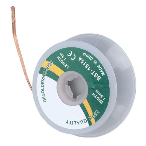 Pro Grade Desoldering Wire Copper Solder Wick For Easy Electronics Repair And PCB Work, spool showing wick and label details