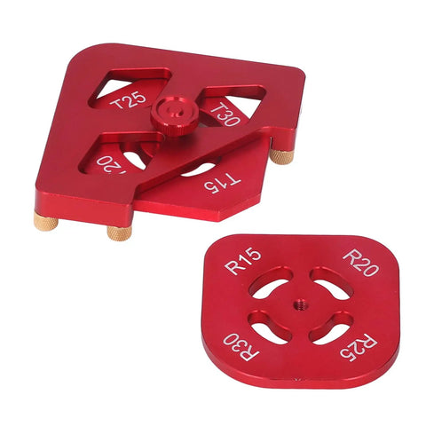 Heavy Duty Aluminum Router Template And Round Corner Radius Jig Tool Set Kit For Woodworking with three radius plates.