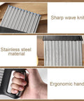 Two-piece stainless steel crinkle cutters with ergonomic handles for crinkle-cut fries and vegetables