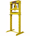 Badass 20 Ton Hydraulic Shop Press Hella Sturdy H Frame Build With Slick Adjustable Work Table And Smooth Acting Ram For Tough Garage Automotive Fixes In Bright Yellow Paint