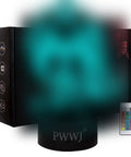 Color Changing LED Light With 16 Color Modes in bat shape, shown with packaging and remote, ideal for home office decor.