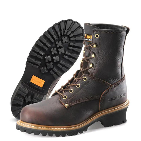8 Inch Steel Toe Logger Boots For Men With Memory Foam Comfort, Slip Resistant Outsole, Electrical Hazard Protection, Triple Stitched Leather, Durable Work Shoes Built Tough For Heavy Duty Jobs In Medium Brown