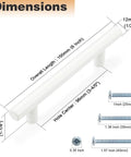 Dimensions of 20 Pack White Kitchen Cabinet Pulls 3-3/4 Inch Euro Style T Bar Handles Center To Center 96mm Hollow Construction
