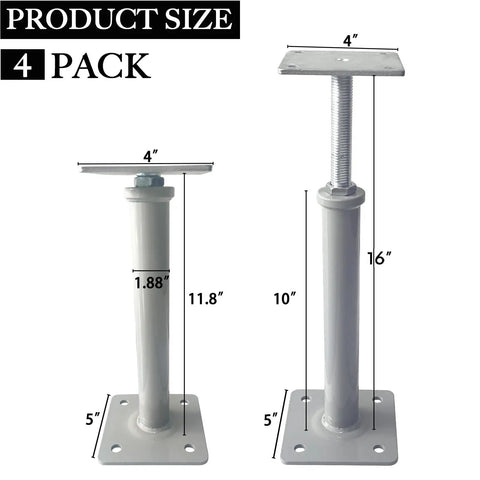 No Fuss 4 Pack Adjustable House Jacks Expanding 11.8 To 16 Inches With 8800 Lbs Per Unit for structural support and leveling.