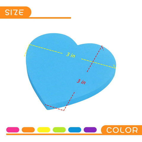 Heart Shaped Sticky Notes Set With Six Bright Colors 3 By 3 Inch Pads 75 Sheets Per Pad Easy Peel No Residue Memo Pads