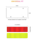 Heavy Duty Clear License Plate Cover 2 Pack With Screws And Reflective Stickers, dimensions for standard 6x12 plates.