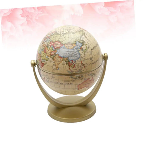 Desktop World Globe With Stand Golden Finish For Education And All Ages Home Office Decor Kid Friendly Geography Learning Tool