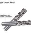 Two carbide end mills, 4-flute, 13 mm diameter, straight shank for aluminum and steel cutting