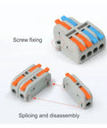 Get This Compact Mini Push In Wire Splitter Terminal Block For Easy Tool Free Splicing Of Solid Stranded And Flexible Copper Wires In Your Home Electrical Or Lighting Projects With Flame Retardant Pa66 Housing And Secure Tin Plated Contacts Rated For. screw fixing and splicing
