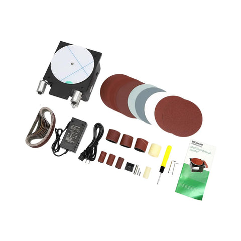 Killer 3in1 Mini Belt Disc Sander Built Tough With Variable Speed Settings and Auto Spring Tension for wood and metal shaping tools.