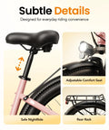 Electric City Commuter Bike With 1500W Peak Brushless Motor 48V 15Ah Removable Battery Up To 80 Miles And 20 Plus MPH