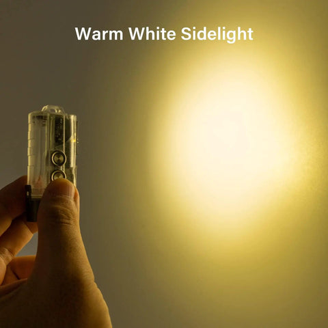 Warm white sidelight from Dope 700 Lumen USB C Rechargeable EDC Flashlight With Dual Power And Multifunctional Sidelight For Daily Carry