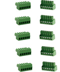 10 pack of green 6 Pin Pluggable PCB Screw Terminal Block Female Connector 3.5mm Pitch, showing front and side views.