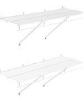 Heavy Duty Carbon Steel Wall Mounted Wire Shelf Kit Set Of 2 Built Tough Floating Rack in white, displaying two racks.