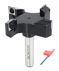 Top Shelf 1/2 Inch Shank Slab Flattening Router Bit With Massive 3 Inch Cutter And Reversible Carbide Inserts For CNC Spoilboard Surfacing Plus Zero Hassle Wood Planing Jobs, showing the router bit and wrench.