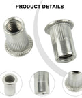 1/4-20 Stainless Steel Rivet Nut Inserts Flat Head Knurled Rivnuts 40 Pack built tough for automotive and industrial projects