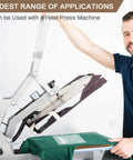 Man using heat press machine with Heat Press Pillow Kit With Four Mat Sizes And Five Rulers For Vinyl And Sublimation Transfers