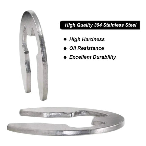 Massive 200 Piece External Snap Ring Kit With Ten Sizes E Clip Rings In 304 Stainless Steel Open Rings One Point Five To Ten Millimeters All In One Handy Fastener Set For Auto Bike And Machinery Repairs showing 304 stainless steel ring