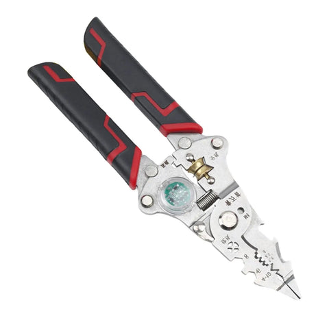 Heavy Duty Electrician Wire Stripper Tools With Built In Voltage Tester And Crimping Pliers with ergonomic handles.