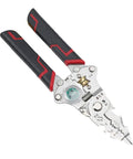 Heavy Duty Electrician Wire Stripper Tools With Built In Voltage Tester And Crimping Pliers, ergonomic folding design with alloy jaws.