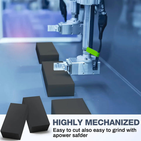 HDPE Plastic Block Set, 4 Pieces, 2x3x6 Inch Solid Polyethylene Blocks in machining process, black finish