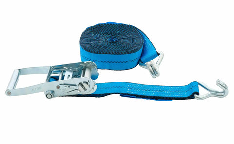 Heavy Duty Ratchet Straps 2 Inch By 30 Feet 10 Pack With Wire Hooks Blue Tie Downs 10,000 Lb Break Strength And 3,333 Lb Working Load Limit