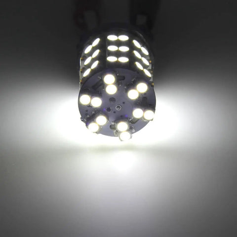 3157 3156 4114 DRL LED Bulbs Pack Of 2, 60-LED 3528-SMD Xenon White 6000K Ultra Bright Car Light Bulbs shining light.