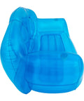 Kick Back On This Hella Comfy Clear Inflatable Sofa Chair For Two Portable Twin Size Air Mattress Couch displaying blue translucent material.