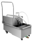 Heavy Duty 55L Commercial Fryer Oil Filter Machine 8.45 Gpm for fast food, with stainless steel body and wheels.