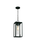 Water Hill 1 Light Outdoor Wall Sconce, Modern Dimmable LED Waterproof Lantern With Clear Glass in Black Finish, hanging view
