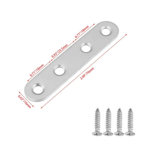 Beefy 20 Pack Black Cabinet Brace Brackets 3 Inch Hinge Repair Plates Stainless Steel Flat Mending Plates with screws